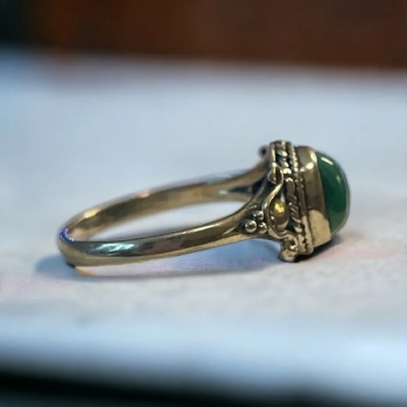 Vintage Malachite Sterling Silver Ring (8.75) - Picture 4 of 5
